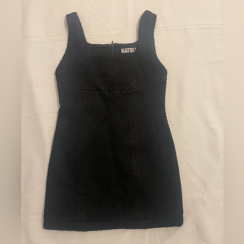 Katie J NYC Girls Tween Black Sleeveless Tweed Dress Size Large
